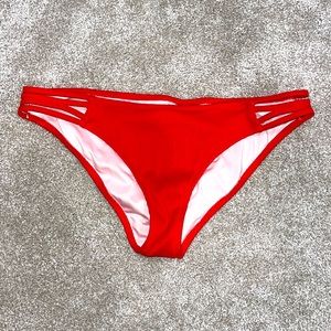 Red ribbed bikini bottom